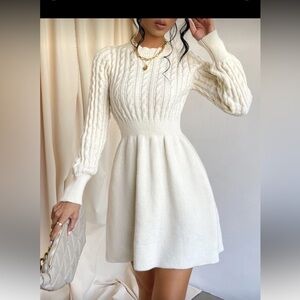 Elegant off - White Knit Dress